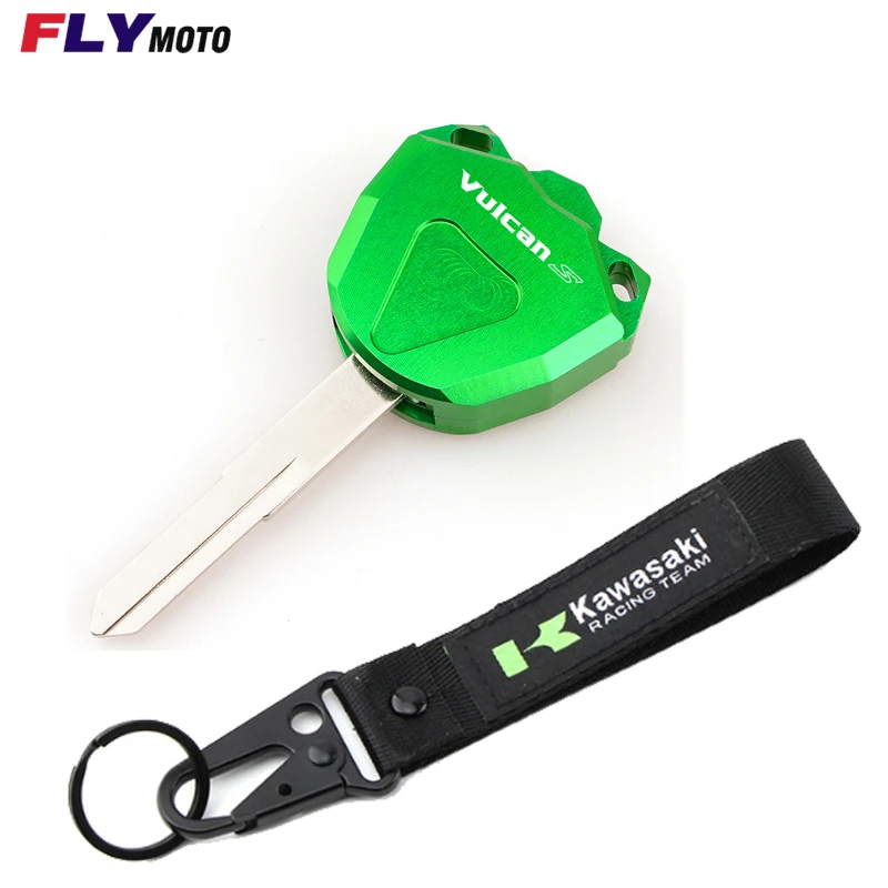 

Top Quality CNC Aluminum Motorcycle Key Case Cover Shell & Embroidery Keychain Keyring For KAWASAKI Vulcan S 650 VN650 2015-2021