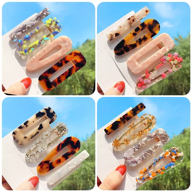 

4/5 шт./комплект, женские заколки для волос с акриловым принтом