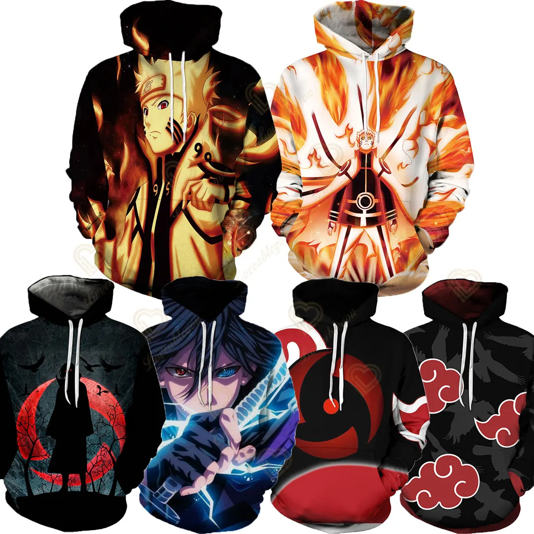 

Naruto Akatsuki Hoodies Anime Children Sweatshirt Red Cloud Winter Long Sleeves Hooded Warm Clothing for Men Women Sweater Gift