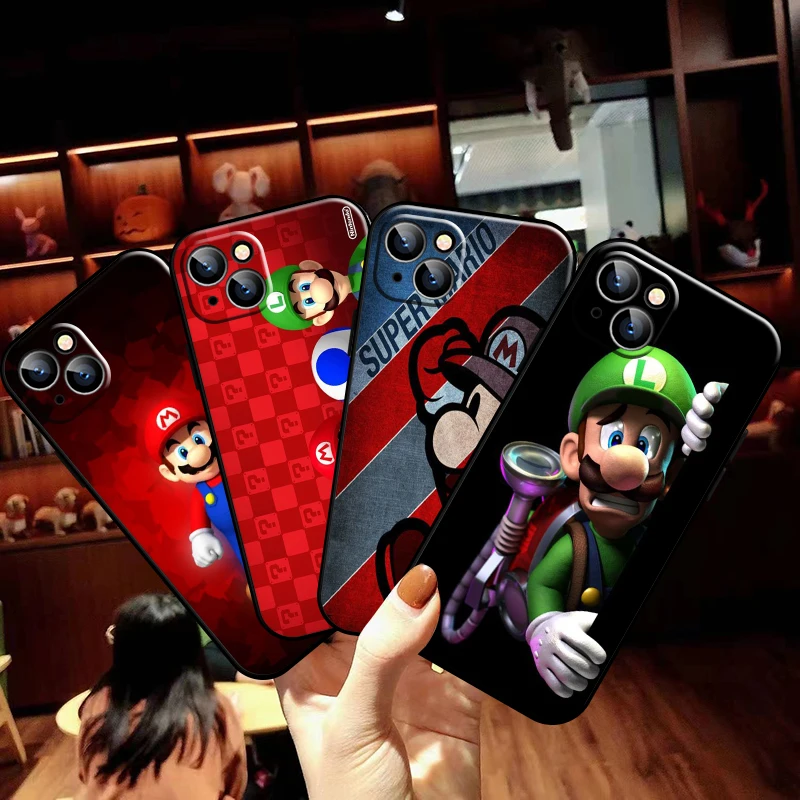 

Cartoon Super Mario Bros For Apple iPhone 13 12 11 Pro Max 13 12 Mini X XR XS Max SE 5 6 6S 7 8 Plus Phone Case Funda Black