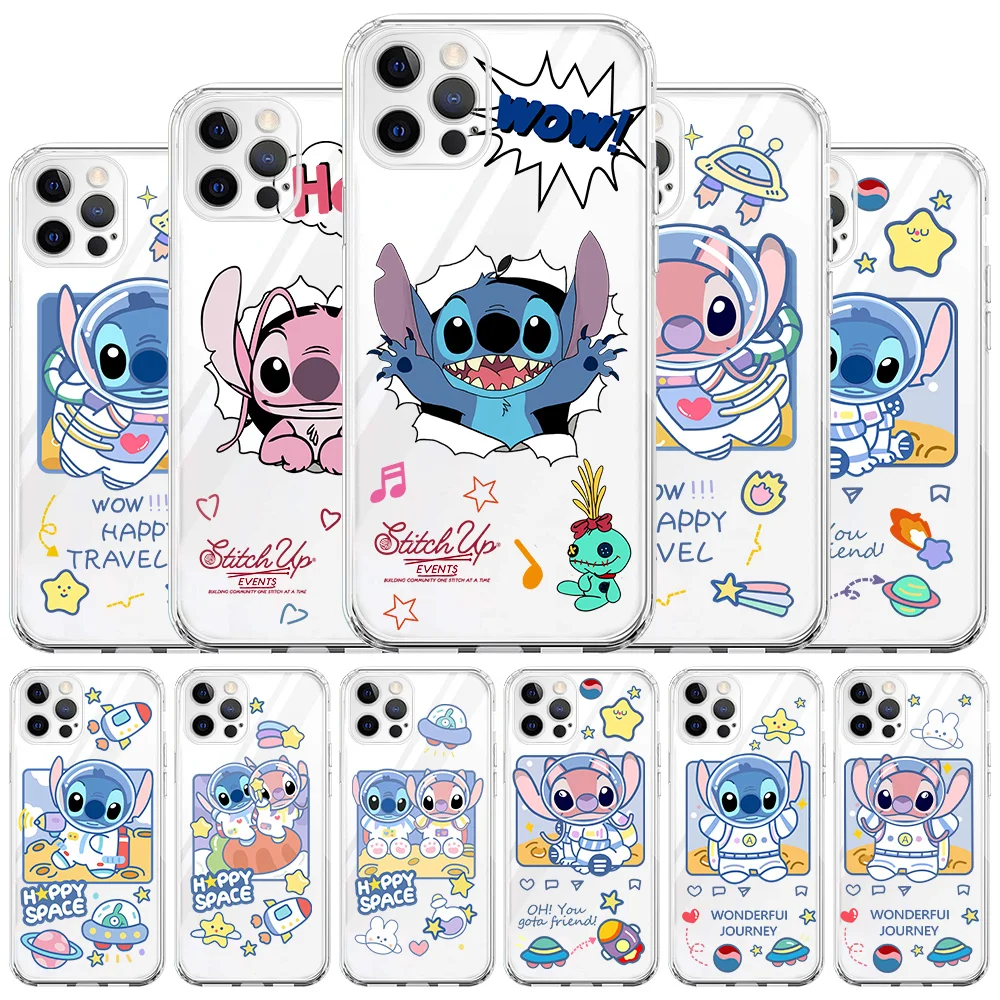

Cute Lilo & Stitch Clear Case For Apple iPhone 13 11 12 Pro Max 7 + XR 8 X 6 6S Plus XS 2022 Transparent Soft Phone Cover