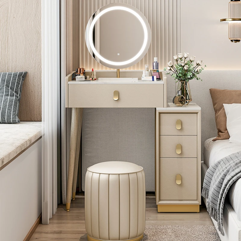 

Luxury Dressing Tables Solid Wood Rock Slab Modern Minimalist Small Storage Cabinet Integrated Toaletka Household Products