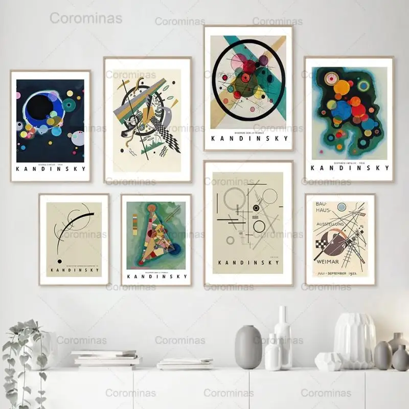 

Абстрактная Настенная картина Kandinsky в виде кругов, холст с геометрическими углами, модульные плакаты и принты для декора гостиной