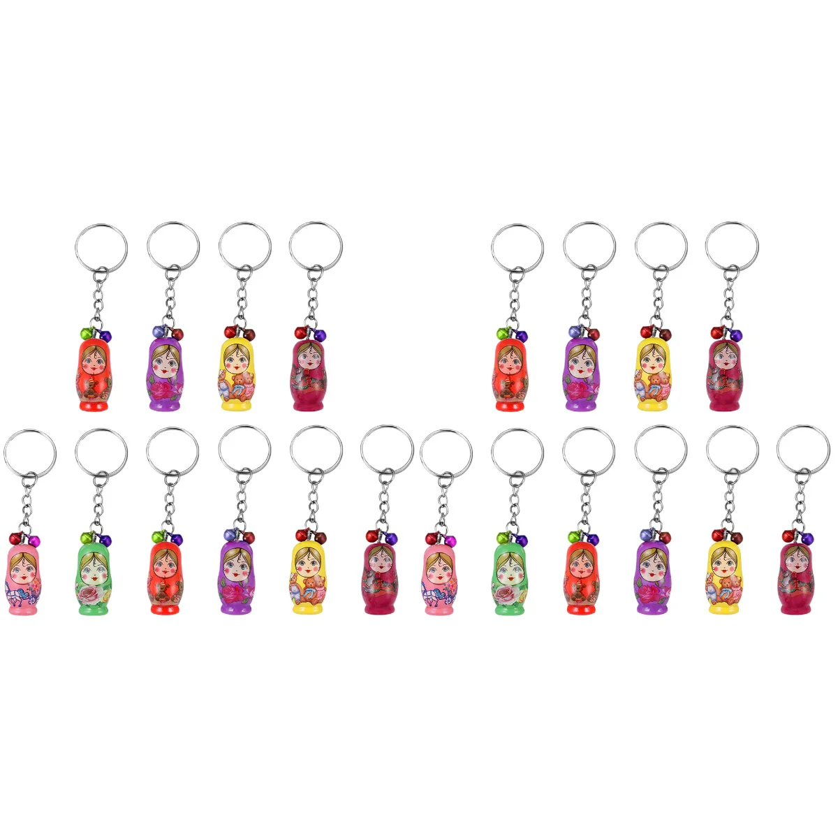 

72 Pcs Key Chain Wood Matryoshka Chains Mini Purse Backpack Colored Paint Pendant Keychain Car Keys Russian Dolls Rings Wooden
