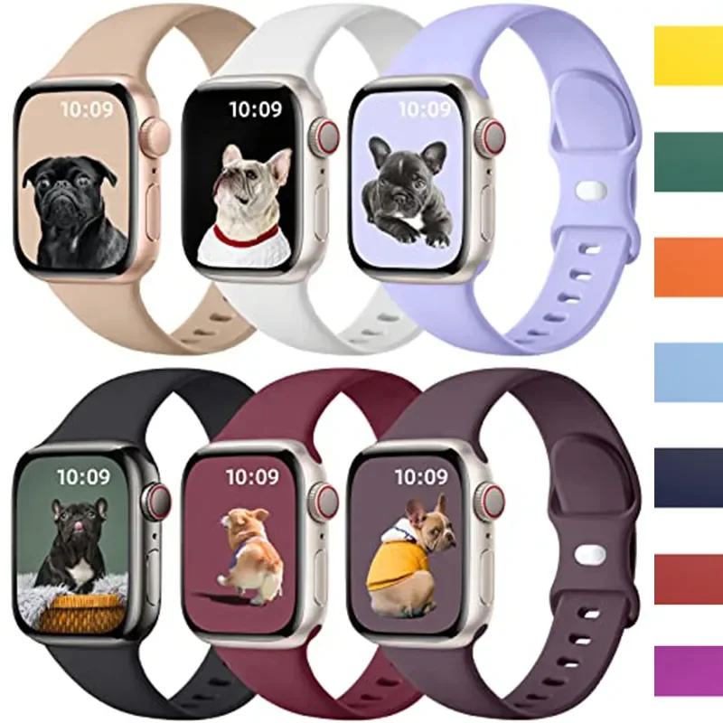 

Silicone strap For Apple watch 6 5 4 SE 44mm 40mm 8 7 41mm 45mm Sport breathable wristband for iwatch 3 42mm 38mm Bracelet strap