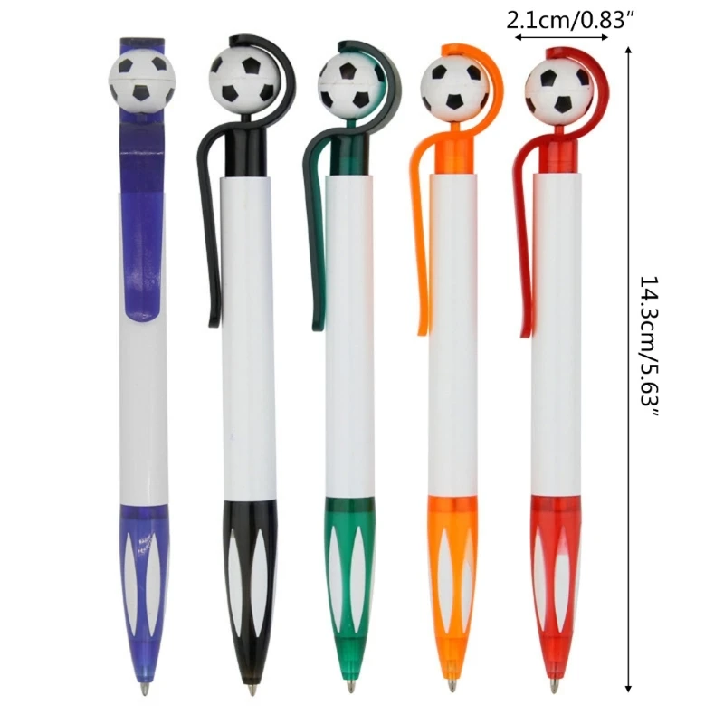 5Pcs Football Retractable Ballpoint Pen 1.0mm Bullet Tip Write Smoothly Refillable for Office Hotel Funny Writing Pens images - 6