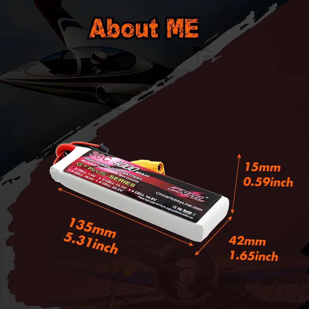 CNHL Lipo 7 4 в 2S аккумулятор 4000 мАч 30C с разъемом XT90 для самолета вертолета