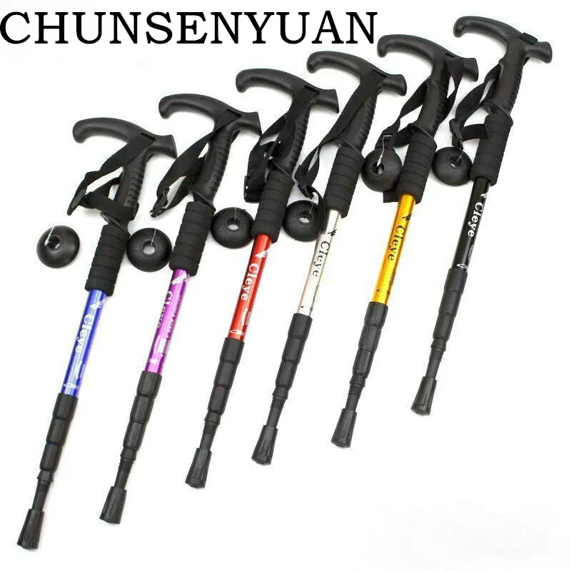 

Многофункциональная амортизационная Т-образная ручка из алюминиевого сплава, походная палочка, походная палочка, уличные товары для активного отдыха