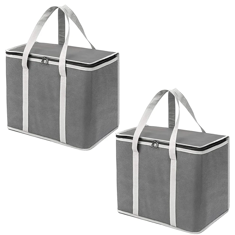 

Insulated Reusable Grocery Bags - Heavy Duty Shopping Bag - Tote Cooler - Sturdy Zipper & Handles - Great For Groceries, Picnic,