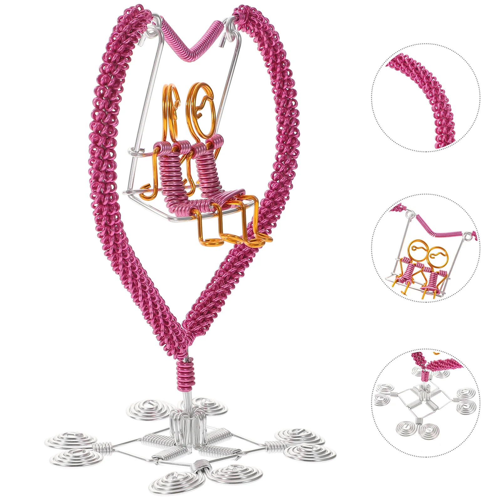 

Statue Figurine Abstract Couple Sculpture Modelwedding Lovers Love Ornaments Cake Table Aluminium Wire Swing Romantic Figure