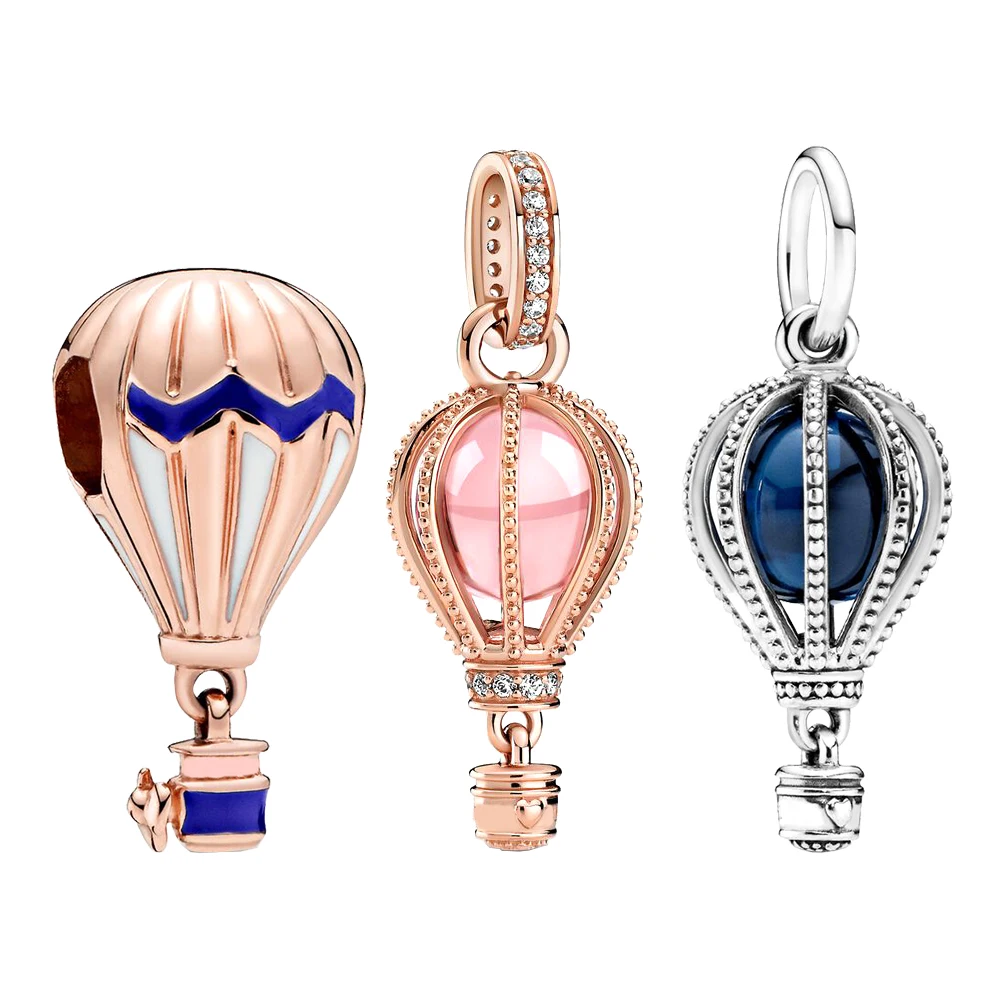 Pandora-Breloque pendentif montgolfière, éléments de voyage, série Go Now, accessoires de perles pour bracelet féminin, bricolage exécutif