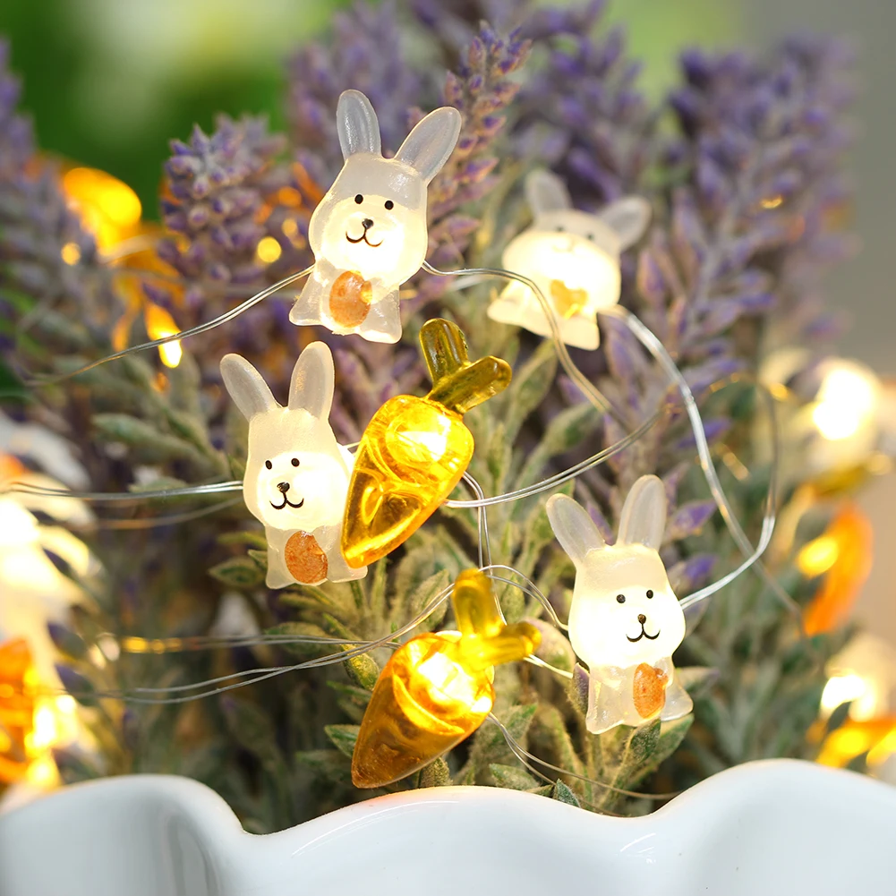 

20LED Curtain Lamp String Holiday Supplies Rabbit Festive Decorative String Lights Copper Wire Curtain Lights for Festival Party