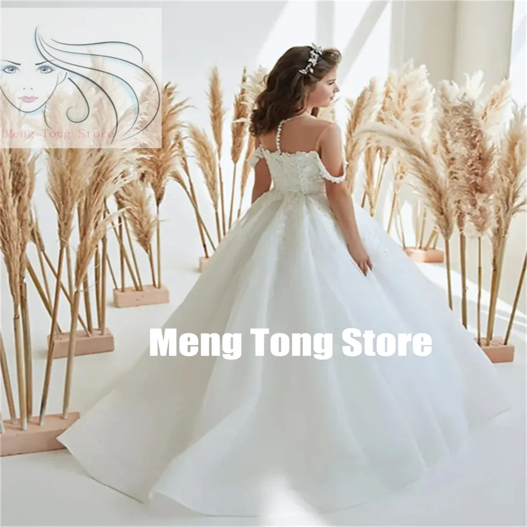 Платье с цветочным узором для девочек по индивидуальному заказу белая пушистая