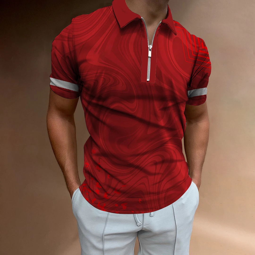 

New 2023 Summer Men's Zipper Polo Shirt Fashion Striped Polo Shirts Men Tshirt Polo Shirt Casual Short Sleeve T-Shirt Men Polos