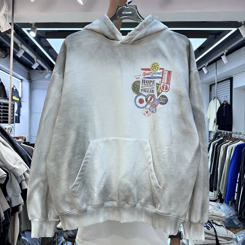 Флисовая Толстовка 24AW с принтом сделать грязные повреждения