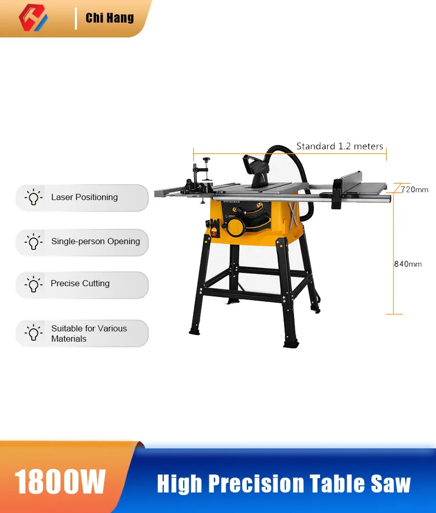 10 Inch Portable Woodworking Table Saw 1800w Electric Saw Electric Sliding Sliding Table Saw Woodworking Cutting Machine Tool