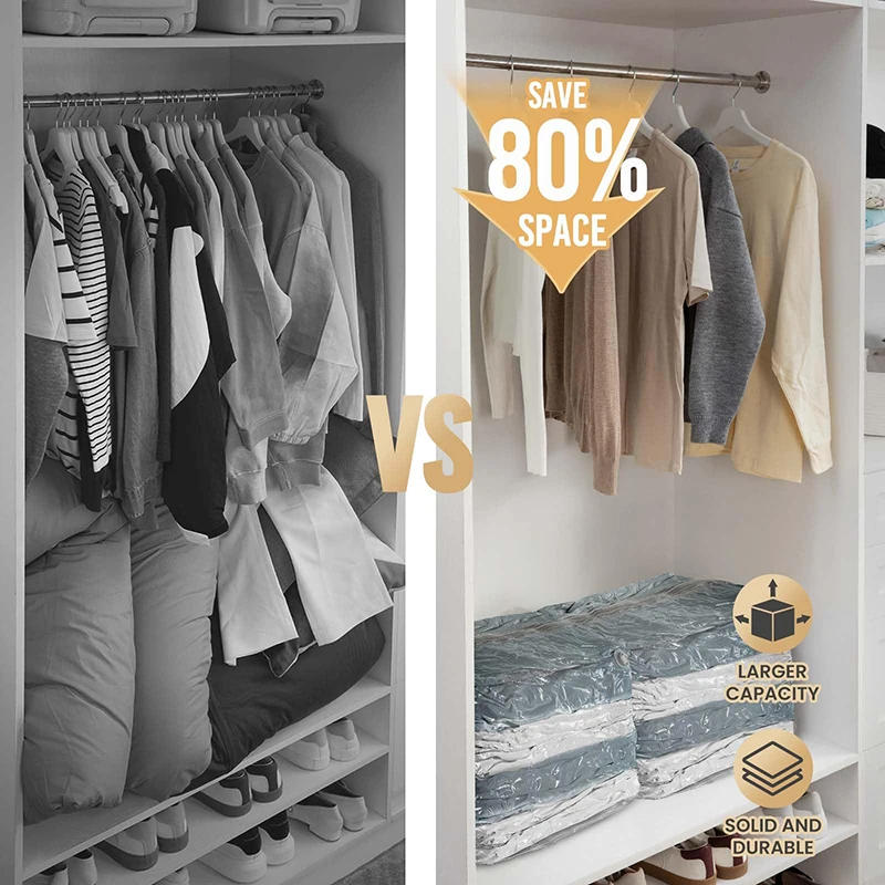 Вакуумные мешки для хранения одежды и одеял без насоса компрессионные пустые