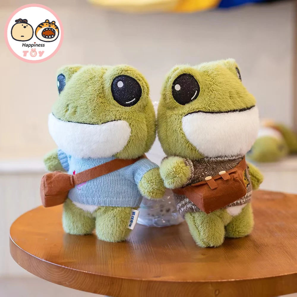 

Kawaii Big Eyes Frog with Clothes Plush Toy Little Sweater Crossbody Bag Kids Soft Dressed Stuffed Doll Birthday Gift for Girl