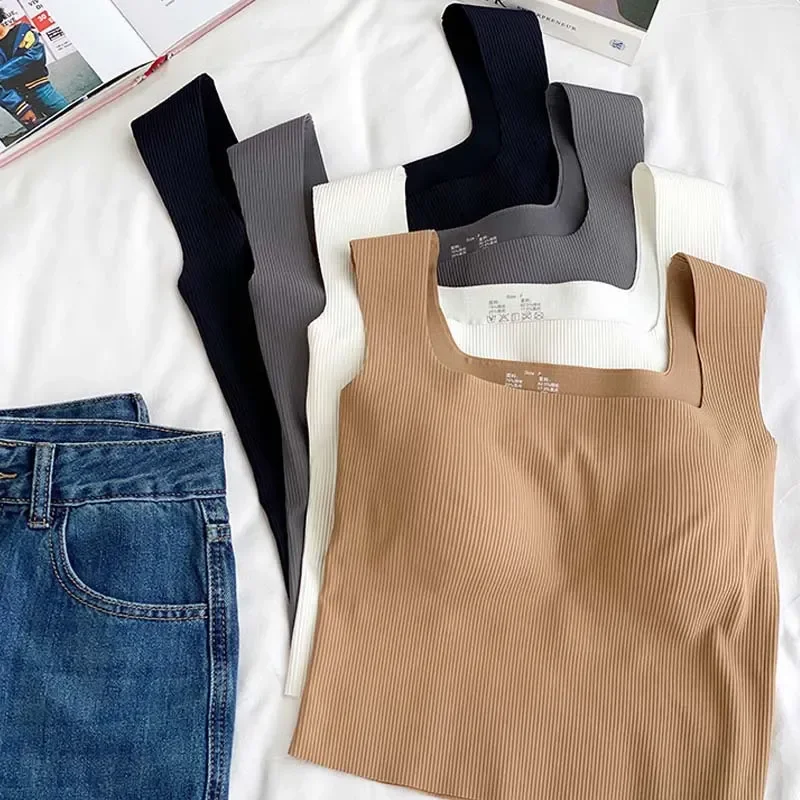 

Женский топ с резьбовым воротником, красивый однотонный цельный топ с завязкой сзади, повседневная бесшовная кофта с квадратными и широкими плечами