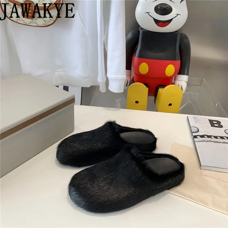 Роскошные женские мюли из конского волоса лидер продаж зеленые розовые красные