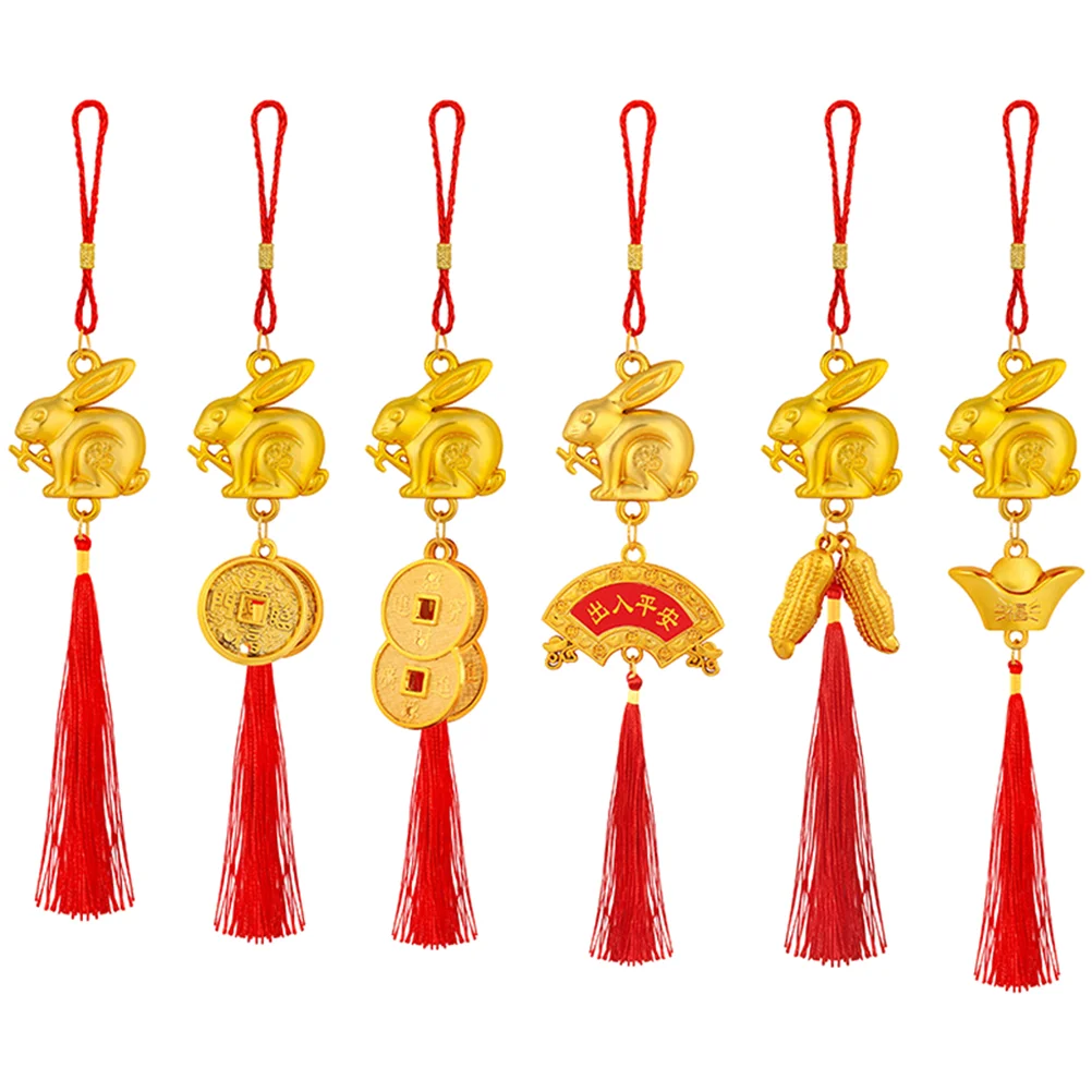 

Year Chinese New Rabbit Ornaments Decorations Hangingtassel Car Charm Ornament Lucky Decoration The Pendantpendants Knot
