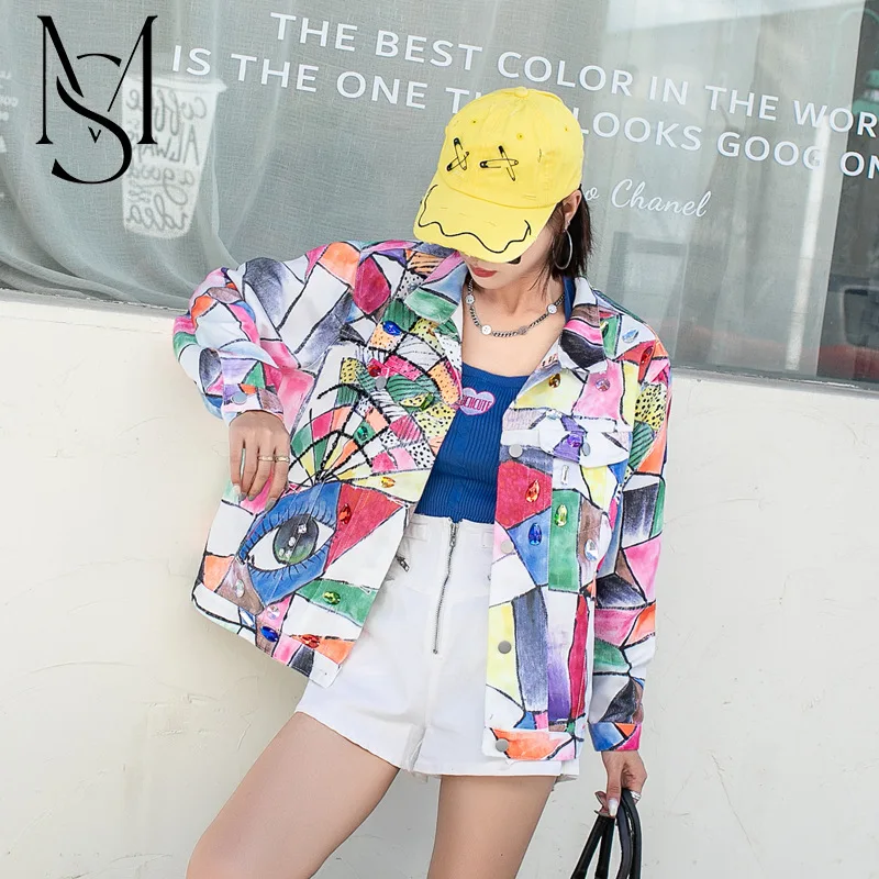 

Thailand Chaopai Spring and Autumn 2022 New Heavy Industry Bead studded Diamond Color Denim Coat Women's Loose Jacket Top