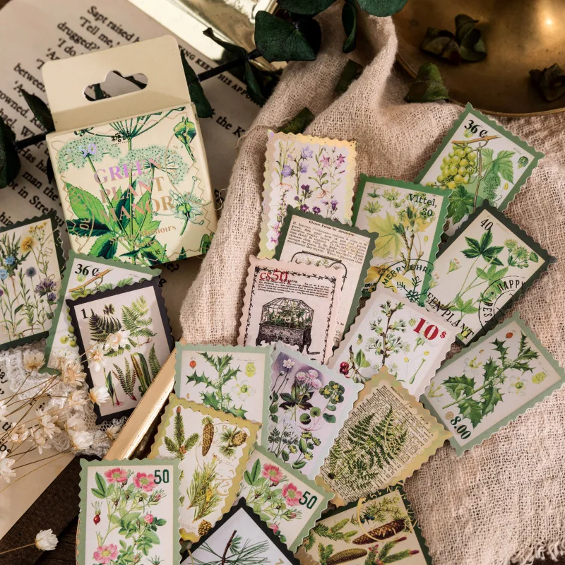 

Vintage Plant Butterfly Memoirs Stamps Decorative Stickers Bronzing Scrapbooking Stick Label Diary Sealing Sticker Stationery