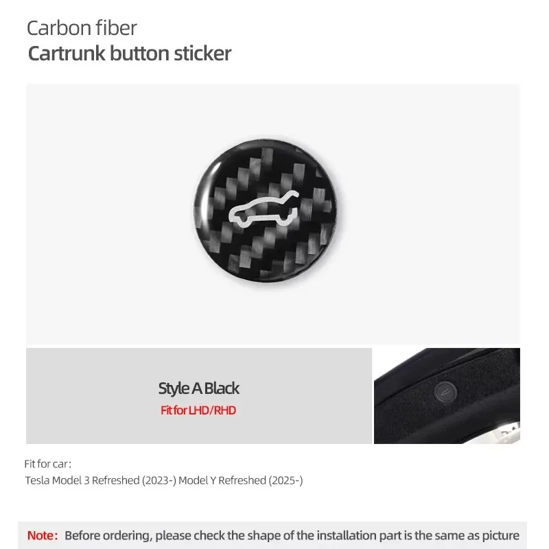 

Наклейка из углеродного волокна, кнопка переключения багажника автомобиля, крышка, значок, эмблема для Tesla Model Y 2019-2025 Juniper Model 3 Highland 2024