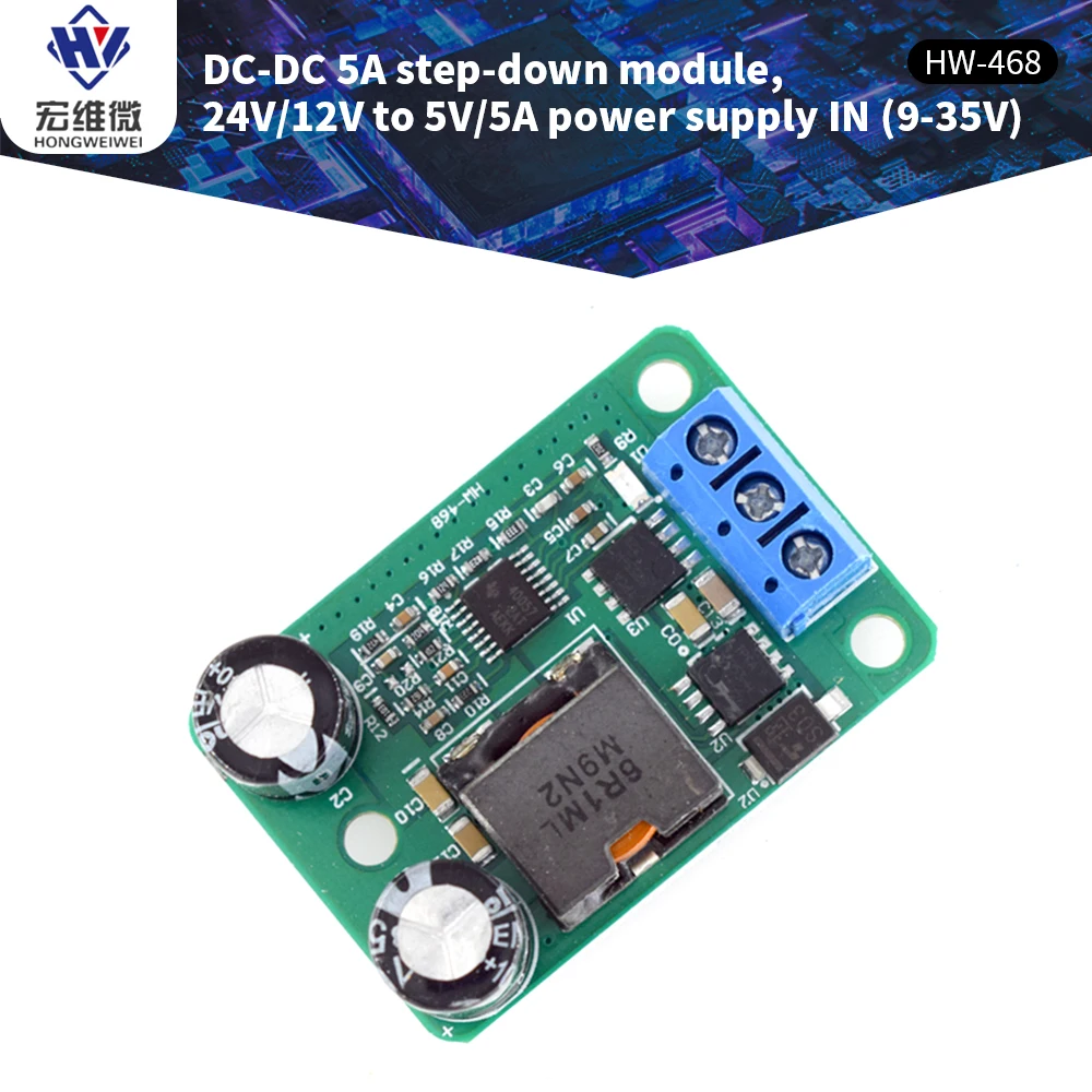 

10pcs/lot 24V/12V To 5V/5A 25W DC-DC Step-down Power Supply Module Synchronous Rectification Power Converter Replace 055L LM2596