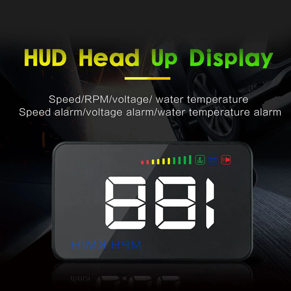 

Head Display Car HUD Speedmeter Over Reminder Fatigue Driving Warnning Windshield Project (Black)