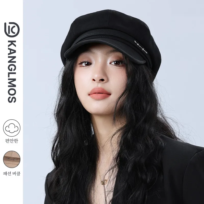 Женский берет-кенлмос весенне-осенний универсальный черный цвет восьмиугольная