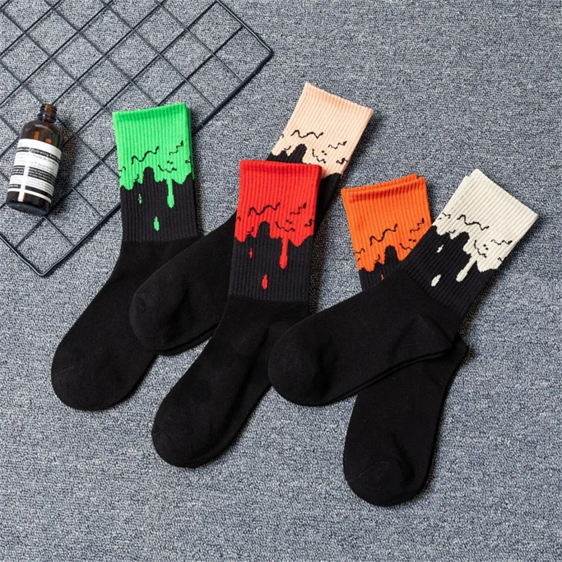 Solid Colors Needles Knitting Striped Cotton Socks Women yellow blue black Japanese Loose Socks High School Girls Harajuku Socks