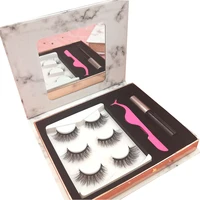 3dchemical fiber magnetic false eyelash tweezers liquid eyeliner cosmetic mirror packingbox gift set eyelash extension tweezers