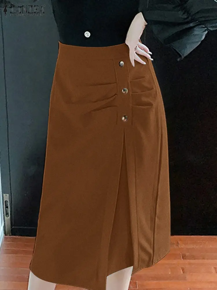 Юбка-карандаш ZANZEA женская с рюшами, Элегантная модная офисная одежда с завышенной талией, облегающая до колен, лето 2023