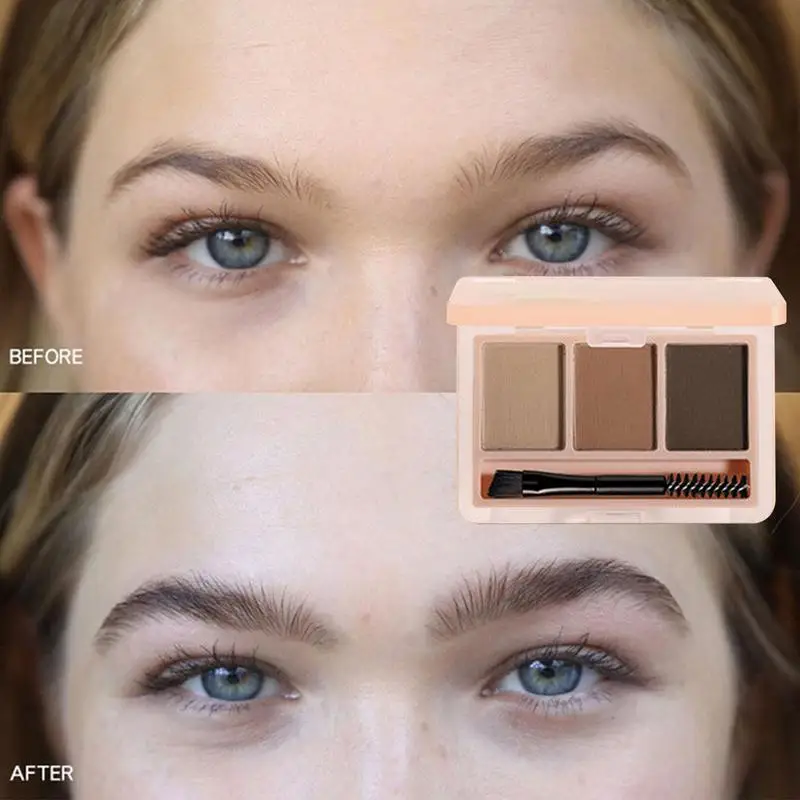 Пудра для бровей Косметика макияжа 3 в 1 пудра Набор скульптурирования с