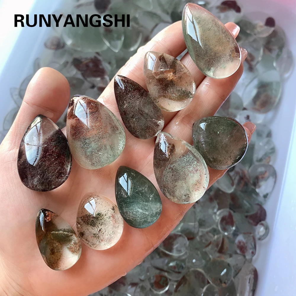 

1 шт. натуральный зеленый призрак в форме капли воды полированный камень странный камень коллекция энергии кристалл драгоценный камень DIY ю...