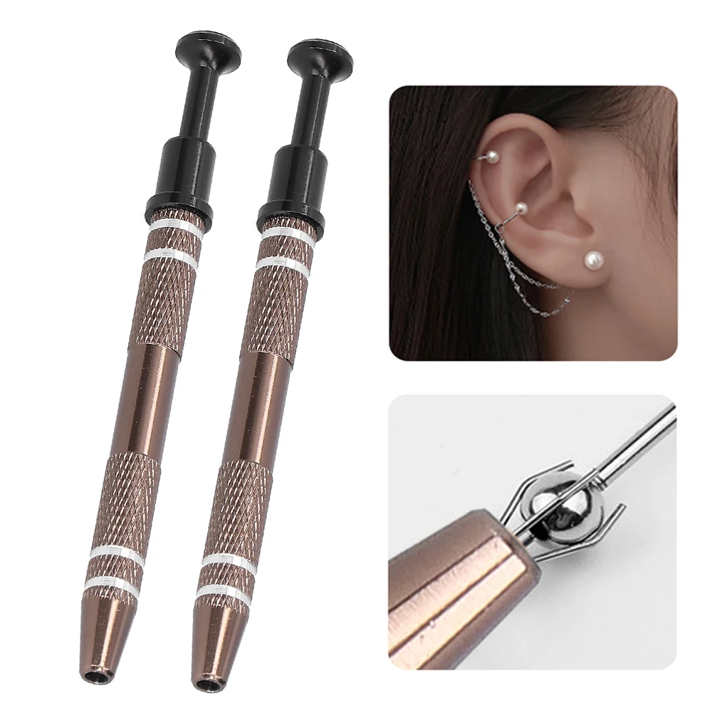 

2pcs 4 Prongs Bead Holder Jewelry Bead Grasping Pick Up Tool Easy To Use Knurled Handle Portable Body Piercing Accessories Alloy