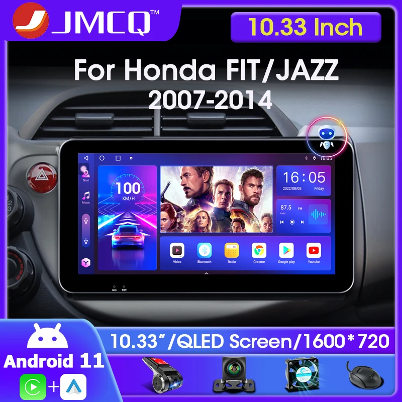 

2022 New 10.33" 2din Android 11 Car Radio For HONDA FIT JAZZ 2007-2014 Multimedia Video Player GPS Navigation QLED Head unit