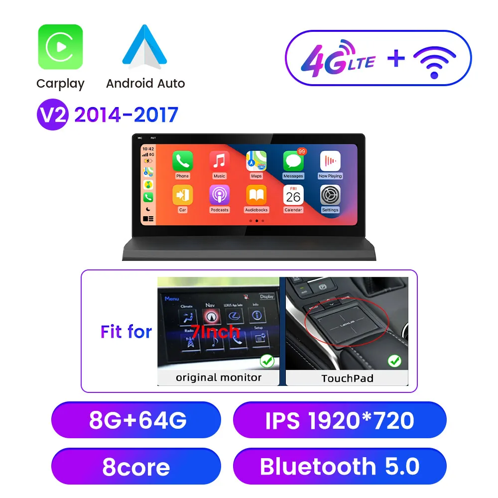 

10,25-дюймовый автомобильный радиоприемник Android для Lexus NX NX200 NX200T 300h 2014-2020, мультимедийный плеер с GPS-навигацией Carplay Android Auto IPS