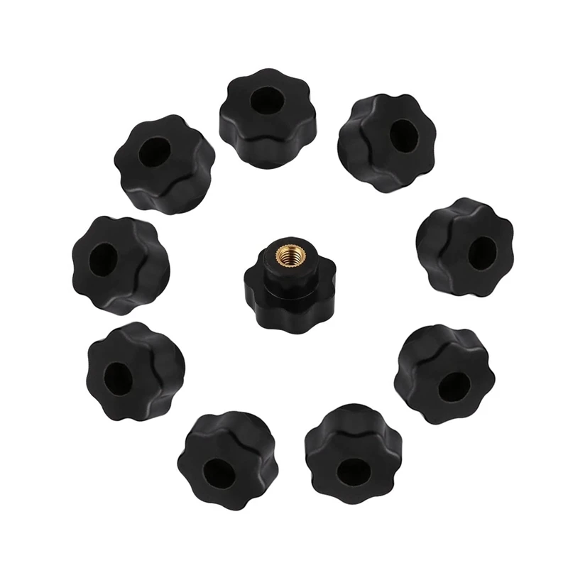 

10 Pieces Of Blind Hole Hexagonal Star Plum Blossom Handle Nut Machine Nut Bakelite Handle Nut M6 25Mm