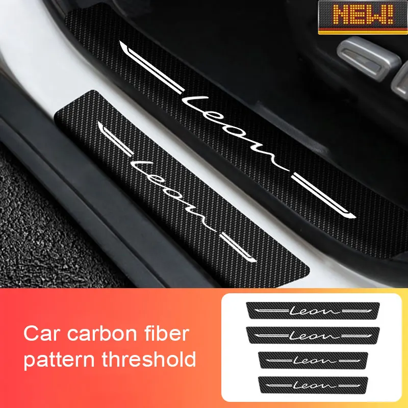 

4x Car Door Threshold ​For Seat Leon 2009-2018 2020 Resistant Carbon Fiber Sticker Protection Strip Anti Scratch Stickers