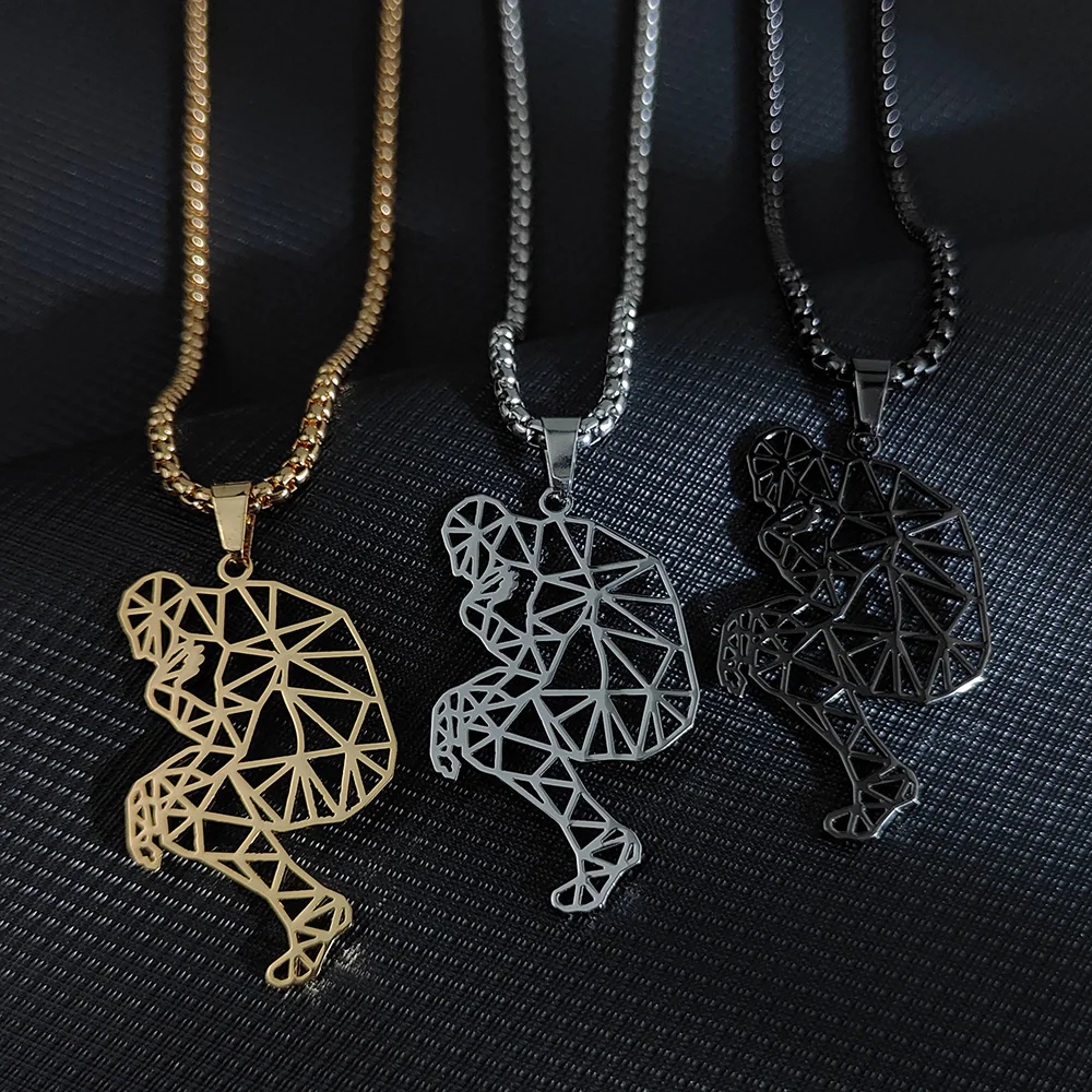 

High Quality Hollow Thinking Men Pendant Necklace for Men Women Stainless Steel Necklace Personality Trend Jewelry Gift