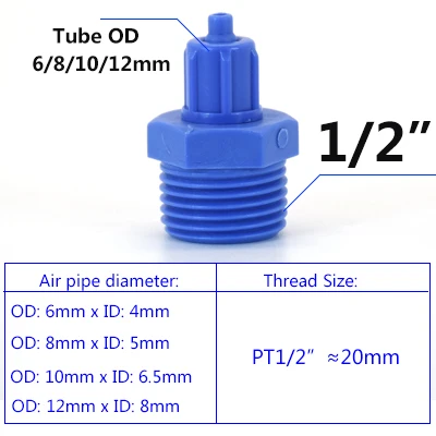 

Пневматические фитинги ПК прямой пластиковые 6/8/10/12 мм синие