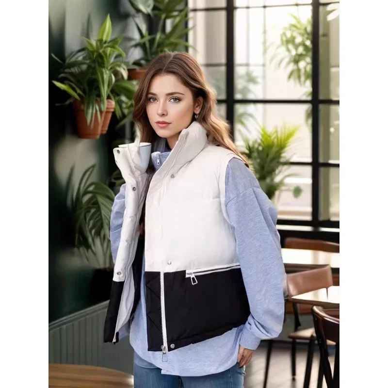 Новый Зимний Повседневный простой дизайн чувствительный цветной блочный