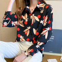 oversized chiffon shirts for women print casual long sleeve office blouse girl back to school shirt blusa feminina camisas