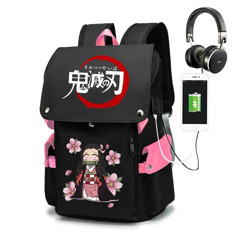 

Рюкзак Kamado Nezuko для студентов с мультяшным принтом, школьный ранец для путешествий и отдыха на открытом воздухе, молодежная Компьютерная сумка