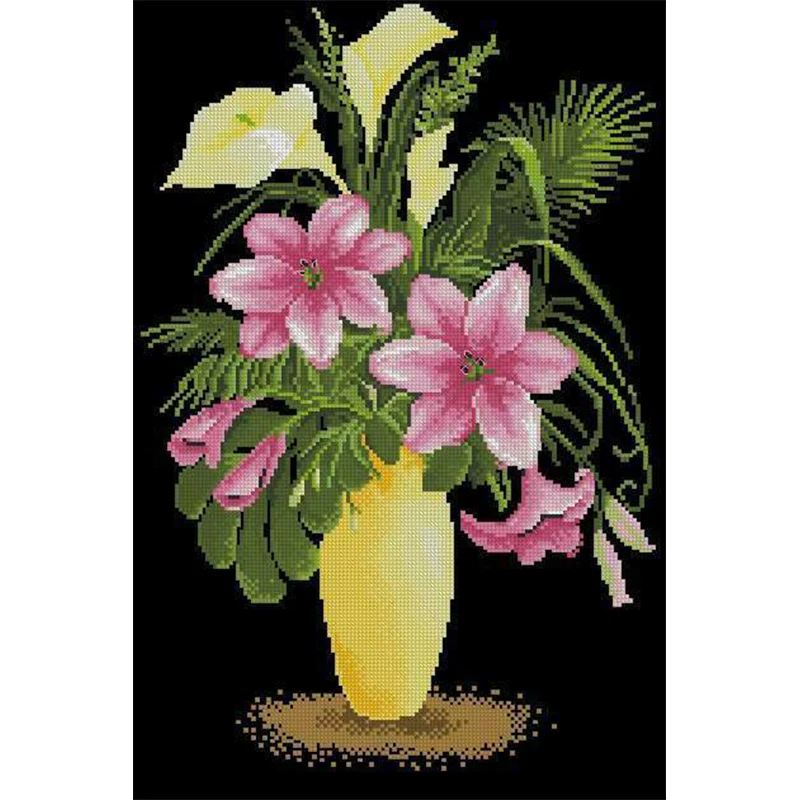 Схемы вышивки ваз. Вышивка крестом цветы в вазе. Вышивка крестиком цветы в вазе. Схемы вышивки крестом цветы в вазе. Вышивка крестом лилии.