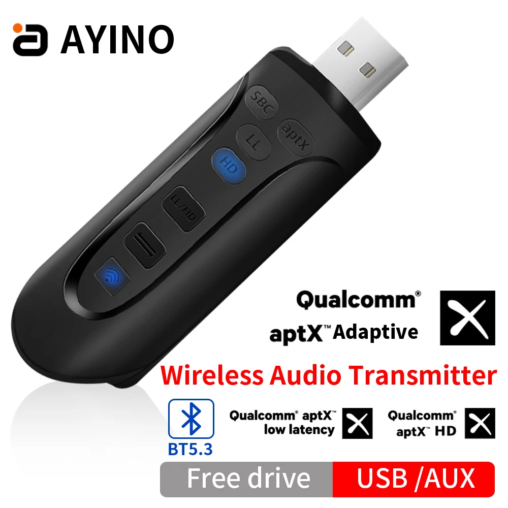 USB Bluetooth-адаптер AYINO BT 5.3 беспроводной аудио-адаптер для компьютера AUX 3 5 RAC aptX HD