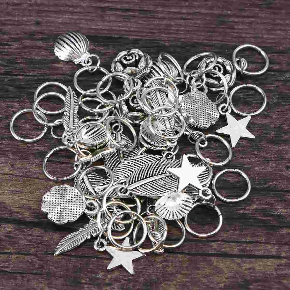 

35pcs Metal Round Ring Braid Headdress Hair Braid Jewelry Leaves Star Shape Hairpin Multiple Pendants Hair Clips Hair