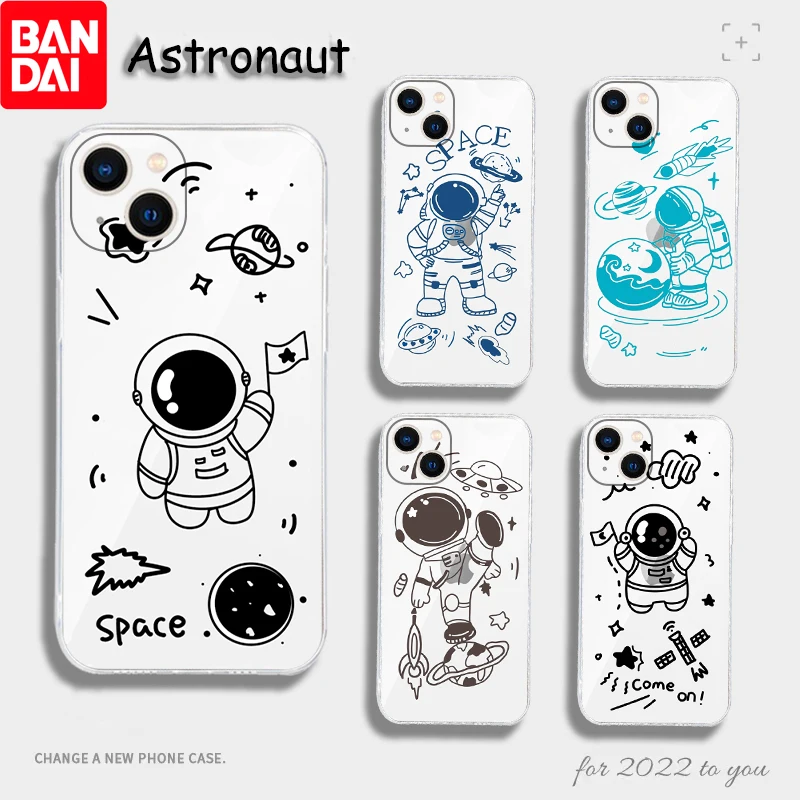 

Cute Astronaut Phone Case For iPhone 13 11 Pro 12 Mini MAX X XR XS 8 7 Plus 6 6s SE2020 Cartoon Transparent Silicone Cover Coque